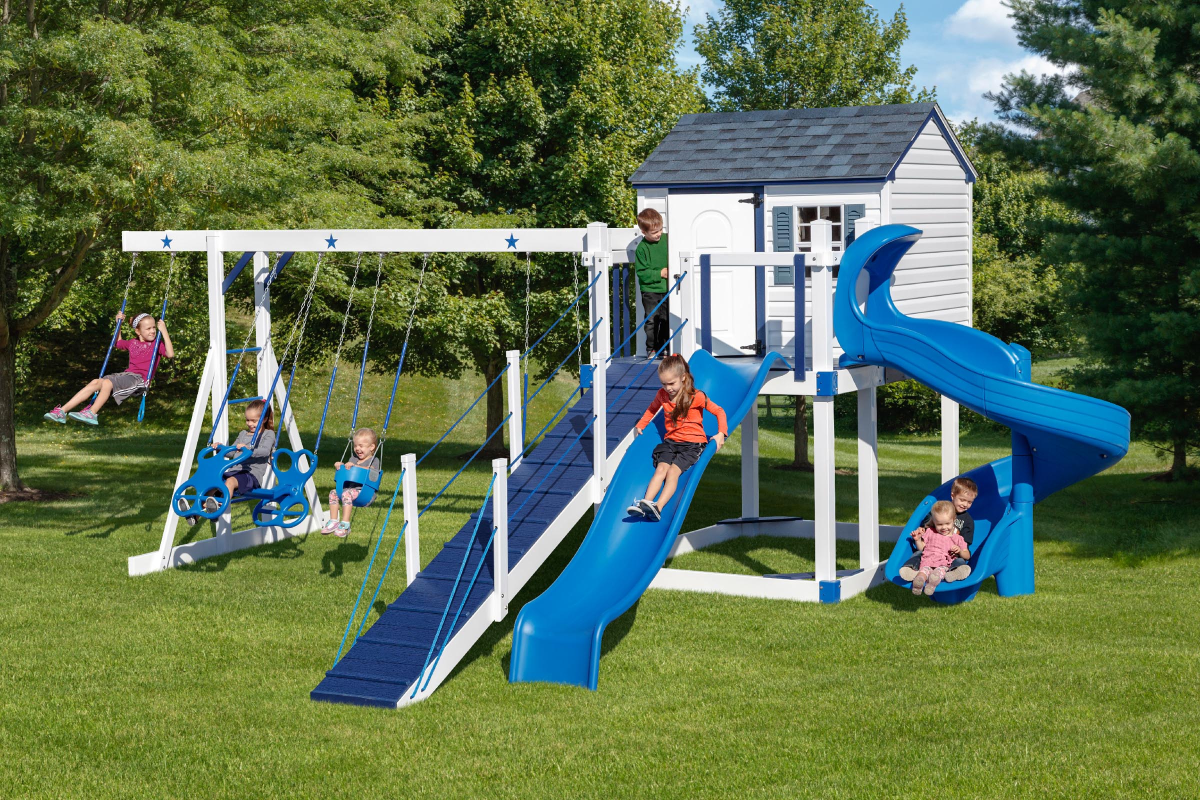 Vinyl swing set at Riverview Outdoor Products