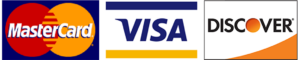 Credit cards accepted are Mastercard, Visa and Discover.