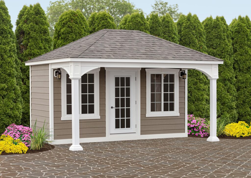 12' x 16' Vinyl Pavilion with a 5' x 16' Villa