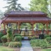 12x24 oval New England Style Wood Gazebo - Pagoda Roof - Cedar Shakes - Canyon Brown Stain