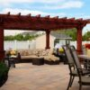 14' x 14' Artisan hemlock pergola in mahogany stain