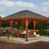 16x20' Traditional Wood Pavilion in Canyon Brown Stain with Asphalt Shingles