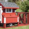 4x4 tractor red painted with white trim chicken coop