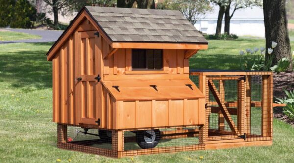 4x4 tractor stained chicken coop