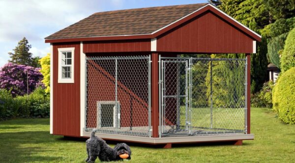 8x12 Traditional Dog Kennel - painted maroon