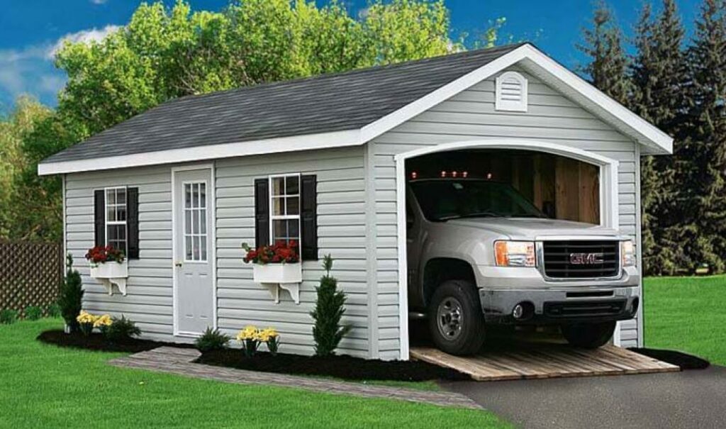 A frame vinyl garage