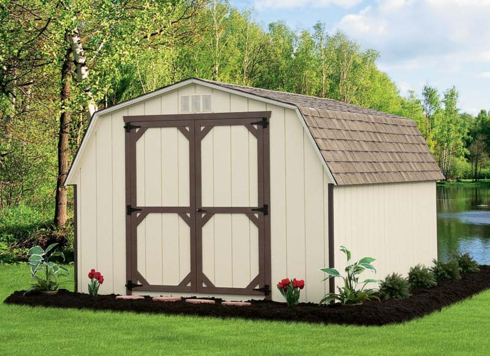 Tan Mini Barn with dark trim