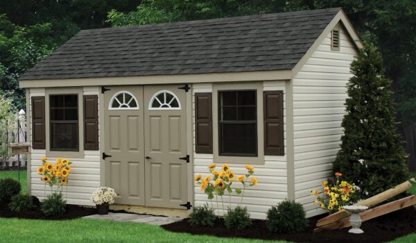 A vinyl Cape Cod Shed.