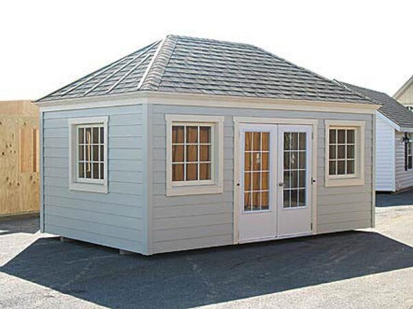 Hip Roof shed with light siding