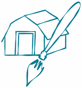 shed with paint brush icon showing custom design