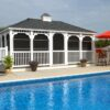 12' x 20' rectangle country style white vinyl gazebo with EZ Breeze windows and cupola