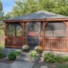 16' x 16' Rectangle dutch style wood gazebo with screens