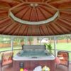 20' dodecagon country style white vinyl gazebo with 5" x 5" post, screens, pagoda roof and cupola
