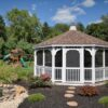 20' octagon colonial style white vinyl gazebo with vinyl and cupola