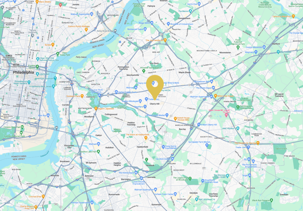 A map of Cherry Hill, New Jersey