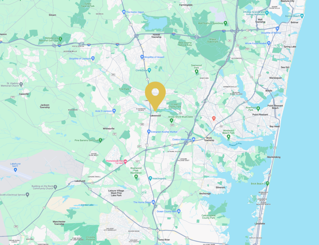 A map of Lakewood, New Jersey